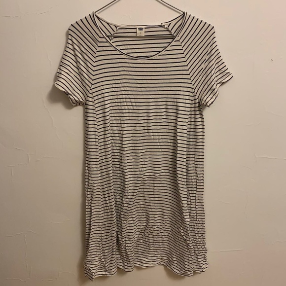 Old Navy women's black and white striped t-shirt swing dress, size small - Picture 1 of 3
